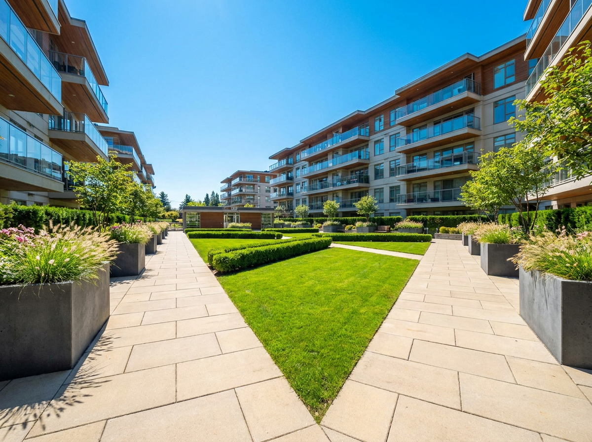 Lanskap modern dengan softscape dan hardscape